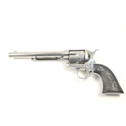Colt SAA Revolver in .41 L.C. caliber with a 7 ½” barrel, re-nickel, and hard rubber grips, S/N 12