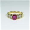 Image 3 : Gorgeous Natural Ruby and Diamond Ring  weighing approx. 0.80 -1.00 carat accented  with 8 channel s