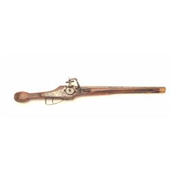 Wheelock Cavalry style petronel with 21” barrel of .62 caliber smoothbore and 31 ½” overall. Nicel