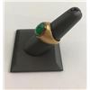 Image 3 : Men’s Gold and Apple Green Jadeite Jade ring  with a 5.9 carat cabochon stone set in 22K  yellow gol