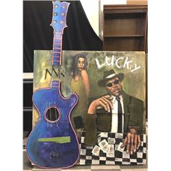 Patterson & Barnes original mixed media on board 3D construction piece "Mr. Lucky" featuring John
