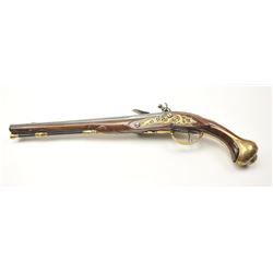 18th century flintlock horseman’s size pistol signed L. Valet on the lock (possibly Laurent Valet