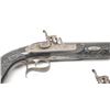 Image 7 : Pair of mid-19th century percussion  Dueling/Target pistols with fined carved  ebony stocks, blue an