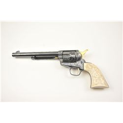 Colt Single Action Army Revolver Exhibition engraved and silver inlaid with incised carved ivory g