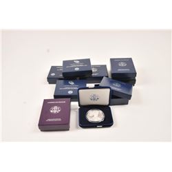 U.S. Mint silver dollar proofs in boxes. Including: 1987, 1991, 2004, 2005, 2007, 2008, 2013, 20