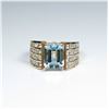 Image 1 : Exquisite Fine Santa Maria Aquamarine and  White Diamond Ring featuring an emerald cut  Aquamarine w