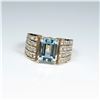 Image 2 : Exquisite Fine Santa Maria Aquamarine and  White Diamond Ring featuring an emerald cut  Aquamarine w