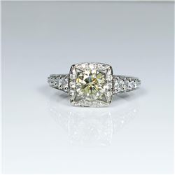 Beautiful Fancy Yellow and White Diamond Ring featuring a ‘IDEAL’ cut light Fancy Yellow Diamond w