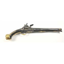 Rare and desirable Spanish military issue miquelet flintlock pistol with original inscription, “Ca