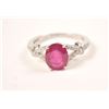 Image 2 : One beautifully designed ruby diamond ring  made in 18k white gold containing 2,25ct oval  ruby and 