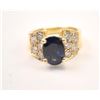 Image 1 : One fine sapphire and diamond ring containing  an oval sapphire weighing 4.11ct and  10diamonds weig
