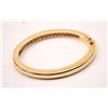 Image 1 : One beautifully made solid gold hinged bangle  bracelet weighing 31 gms and pave set with  4ct of G-