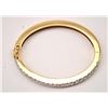 Image 3 : One beautifully made solid gold hinged bangle  bracelet weighing 31 gms and pave set with  4ct of G-