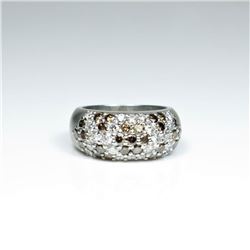 Exquisite Platinum White and Chocolate  Diamond Ring featuring 26 pave set ‘IDEAL’  cut white Diamon