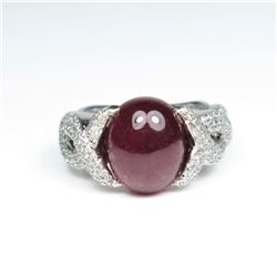 Glamorous Cabochon Ruby and Diamond Ring  featuring an approx. 10.00 carat Ruby  accented with over 