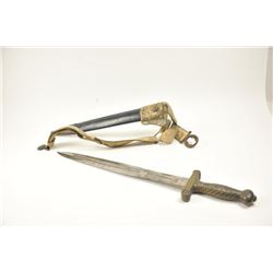 U.S. Model 1832 Artillery short sword by Ames with scabbard, belt, hanger and blade stamped U.S.,