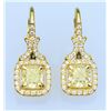 Image 1 : Elegant Fancy Yellow and White Diamond  Earrings featuring two matching Radiant Cut  Diamonds weighi