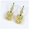 Image 3 : Elegant Fancy Yellow and White Diamond  Earrings featuring two matching Radiant Cut  Diamonds weighi