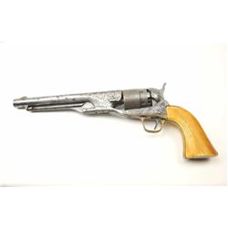 Colt 1860 Army Percussion Revolver in .44  caliber engraved with ivory grips and  inscribed “Wirt Ad