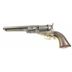 Colt 1851 2nd Model Squareback Navy Revolver in very good condition, S/N 2104. Considerable traces
