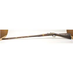 Early Germanic full stock musket with a full stock and brass hardware. The lock shows a curved ba