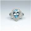 Image 1 : Glamourous Santa Maria Blue Aquamarine and  Diamond Ring featuring a pear shaped  Aquamarine weighin