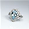 Image 3 : Glamourous Santa Maria Blue Aquamarine and  Diamond Ring featuring a pear shaped  Aquamarine weighin