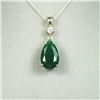 Image 1 : Elegant 8.50 carat Emerald and Diamond  pendant featuring a richly colored pear  shaped Emerald acce
