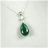 Image 2 : Elegant 8.50 carat Emerald and Diamond  pendant featuring a richly colored pear  shaped Emerald acce