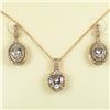 Image 1 : Beautiful Morganite and Diamond Pendant and  Earring Ensemble featuring 3 matching  Morganites accen