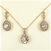 Image 2 : Beautiful Morganite and Diamond Pendant and  Earring Ensemble featuring 3 matching  Morganites accen