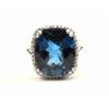 Image 6 : Beautiful London Blue Topaz ring with  diamonds.  The ring is nicely done in 14K  white gold with an