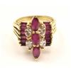 Image 1 : Stunning Ruby and diamond 14K yellow gold  cocktail ring with nice marquise cut ruby and  diamond ce