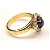 Image 4 : Outstanding blue sapphire and diamond ladies  ring set in 18K yellow gold.  The ring  features a gre