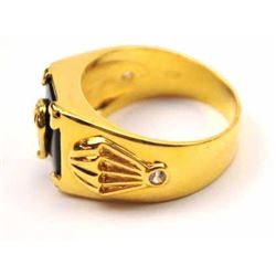 Unique men’s gold ring with side diamonds.   The ring has parachute emblems on both sides  and set a