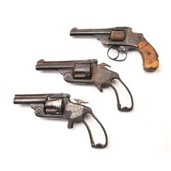 Lot of 3 antique relic Smith & Wesson revolvers. 2 .38 caliber single actions which are missing p