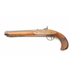 Full stock percussion American 19th century style full stock pistol in 12mm caliber by Jukar of Sp