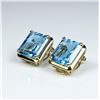 Image 2 : Stunning Swiss Blue Topaz and Diamond  Earrings featuring 2 emerald cut Blue Topaz  weighing approx.