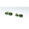 Image 2 : Striking Intense Green Chrome Diopside and  Diamond Earrings 4 oval cut Diopside gems  weighing appr