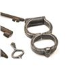 Image 2 : Antique 19th century set of hand cuffs with a  screw style key.  Additionally, the lot  includes a l