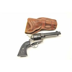 Colt Single Action Army Revolver in .45 Colt caliber with a 4 ¾” barrel, blue and case colored fin