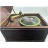 Image 1 : Antique Victrola record player, marked Victor  Talking Machine.  Working well, single  record at 78 