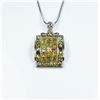 Image 1 : Colorful Rainbow Sapphire Pendant featuring  40 round cut Sapphires in blue, yellow, pink  and orang