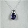 Image 1 : Elegant Pear Shape Amethyst and Diamond  Pendant featuring a richly colored Amethyst  weighing appro