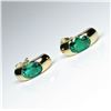 Image 2 : Sophisticated Chatham created Emerald  Earrings featuring 2 oval cut matching  Emeralds weighing app