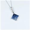 Image 2 : Stunning Extra Fine Blue Sapphire and Diamond  Pendant featuring 16 princess cut Sapphires  invisibl