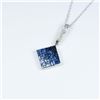 Image 3 : Stunning Extra Fine Blue Sapphire and Diamond  Pendant featuring 16 princess cut Sapphires  invisibl