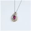 Image 1 : Colorful Natural Ruby and Diamond Pendant  featuring pear shaped Ruby accented with 15  round cut Di