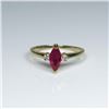 Image 1 : Pretty Burmese colored Ruby and Diamond Ring  featuring a marquise cut Ruby weighing  approx.  0.80 