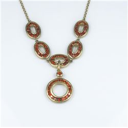 Contemporary Red Garnet Circle Design Necklace channel set with approx. 4.00 carats in fine Garnet